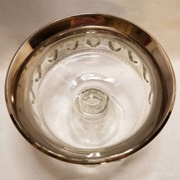 Vintage Colony Glass Silver Crown Platinum Compote - Picture 2 of 4